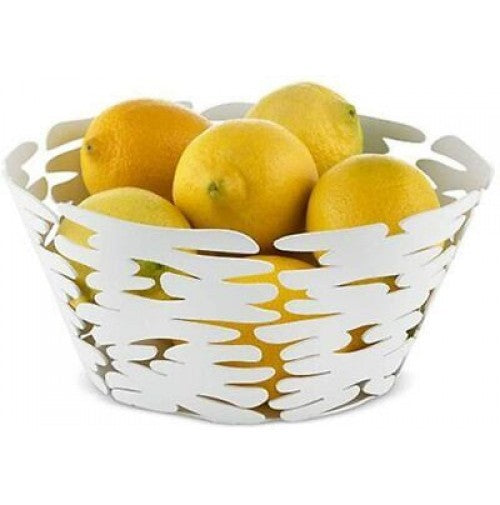 Alessi Barket Cestino Frutta Centro tavola Rotondo in Acciaio Bianco BM10/21 W - LEDAR SHOP
