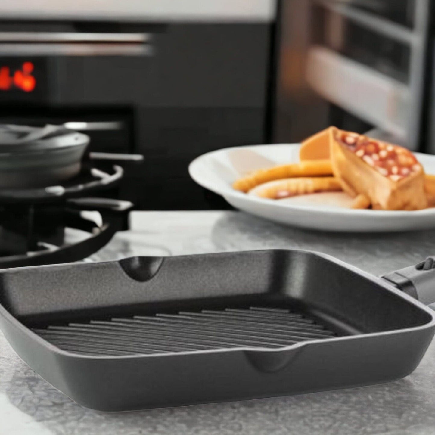 BISTECCHIERA QUADRATA COOK&SPACE cm 28 X 28 MANICO REMOVIBILE GUZZINI