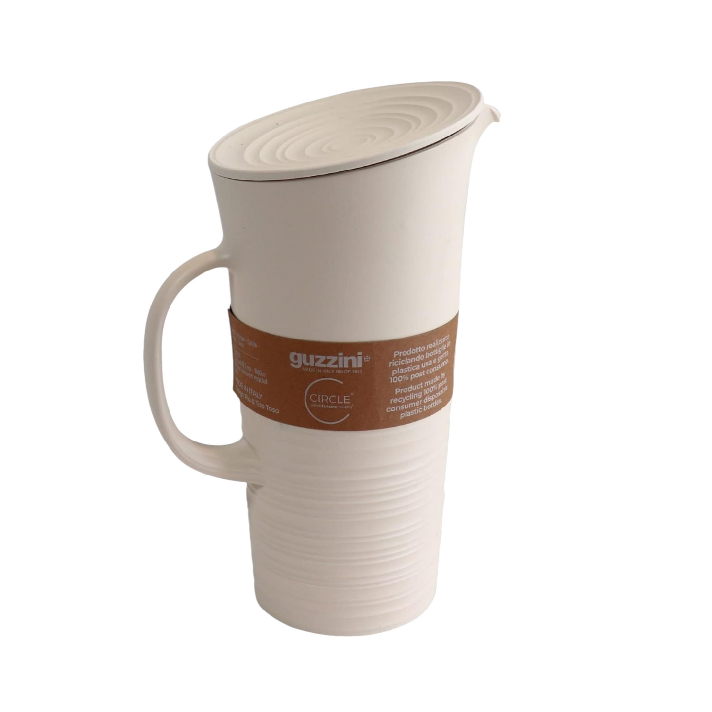 Caraffa con Coperchio Post Consumed Recycled Poliestereastic Bianco Latte 01.8 L Guzzini Tierra