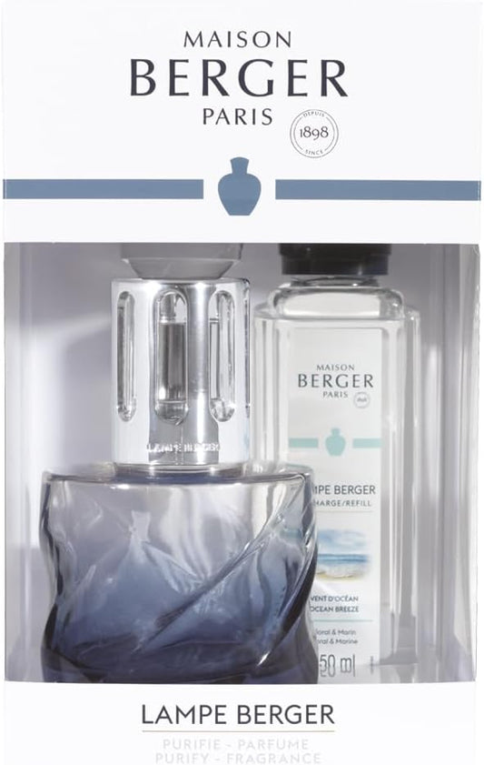 Lampe Berger Paris Cofanetto SPIRALE - BLU + 250ml Vent d’Océan