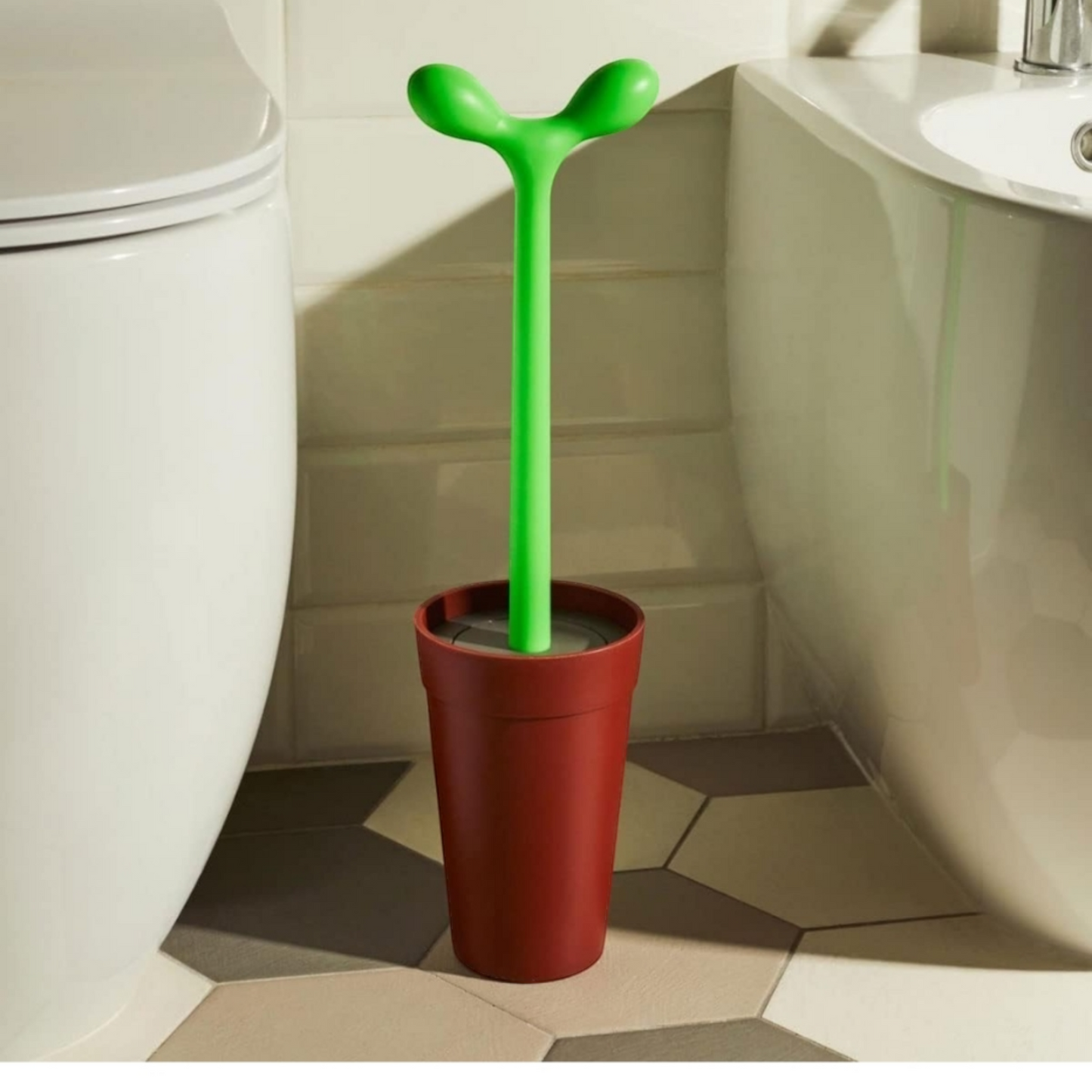 Scopino di Design in Resina Termoplastica per Pulizia WC, Marrone Alessi Merdolino ASG04 - LEDAR DI PIERINI DONATELLA