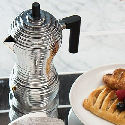 Caffettiera per Espresso di Design in Fusione d'Alluminio e PA 3 Tazze Nero Alessi Pulcina MDL02/3 B