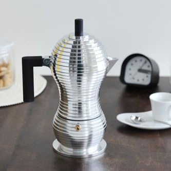 Caffettiera per Espresso di Design in Fusione d'Alluminio e PA 3 Tazze Nero Alessi Pulcina MDL02/3 B