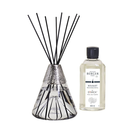 DIFFUSORE DI PROFUMO MAISON BERGER - - SET REGALO STARCK GRISE + PEAU DE PIERRE