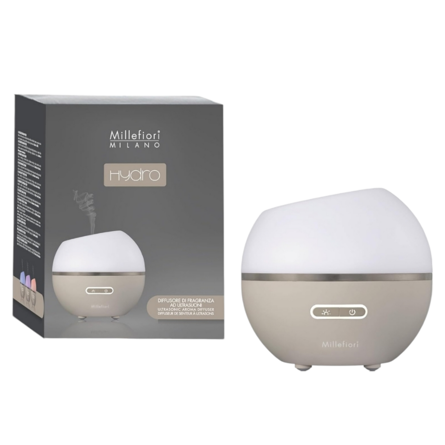 Millefiori  Milano  Diffusore Ad Ultrasuoni Hydro Mezza Sfera Bianco Tortora