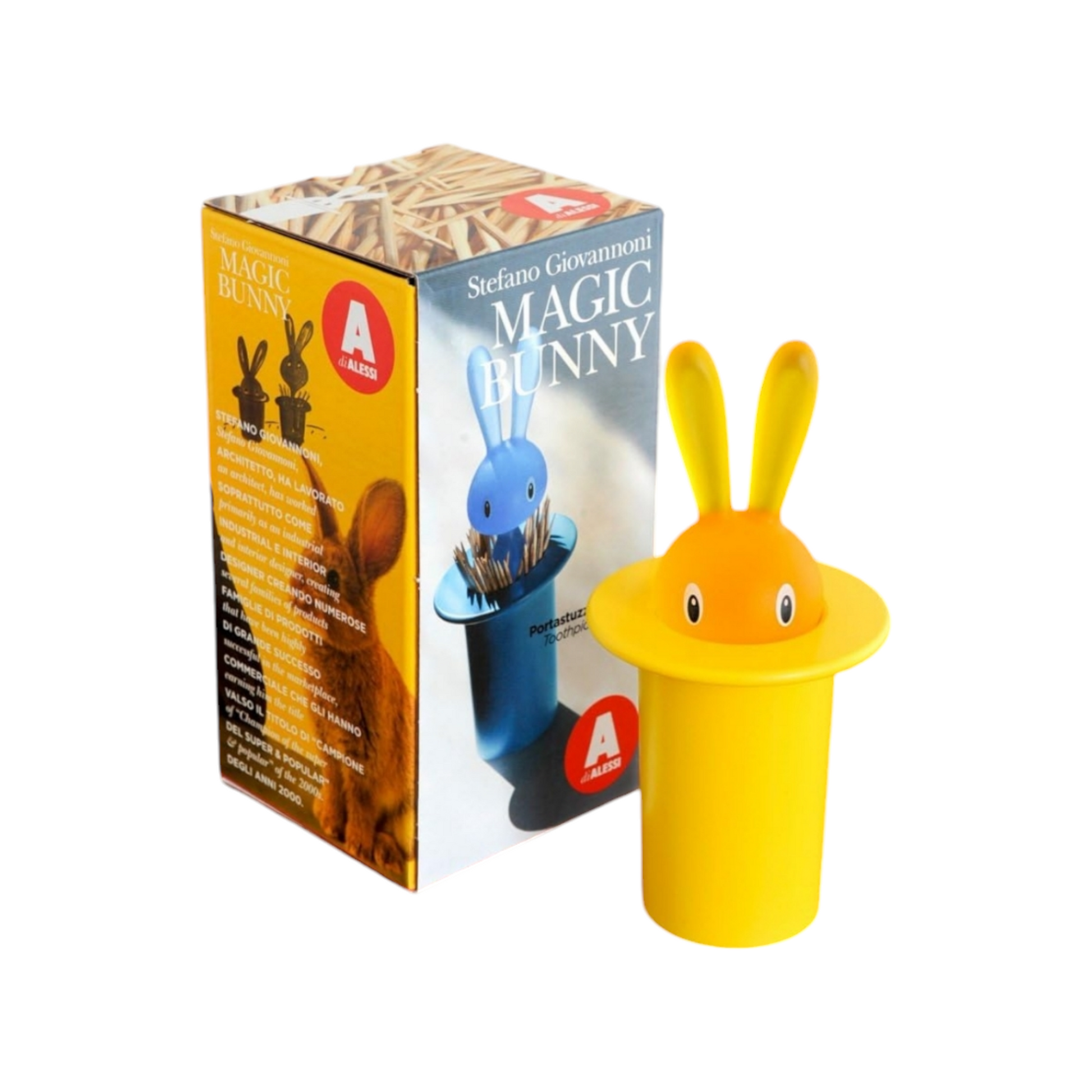 porta stuzzicadenti in resina termoplastica giallo   A di Alessi  ASG16 Y Magic Bunny
